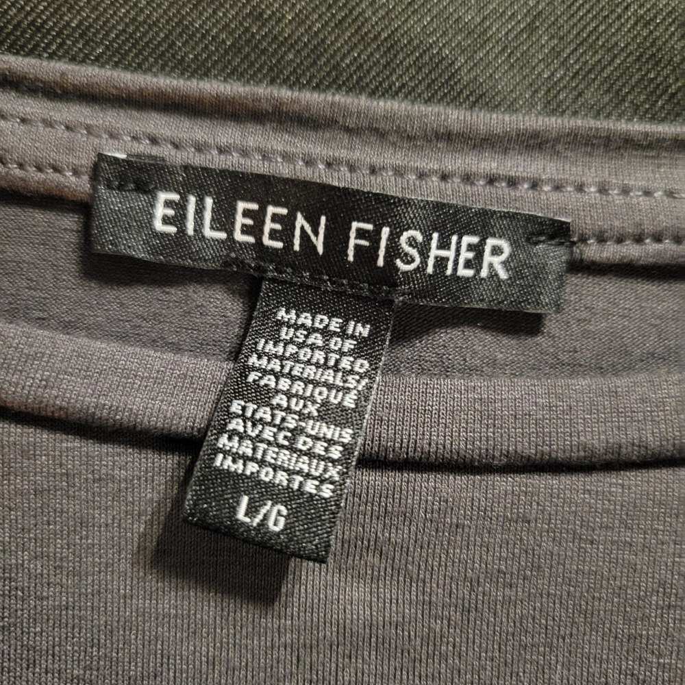 Eileen Fisher Womens Gray Viscose Jersey Short Sleeve Crew Neck Tee Shirt L - Picture 3 of 7